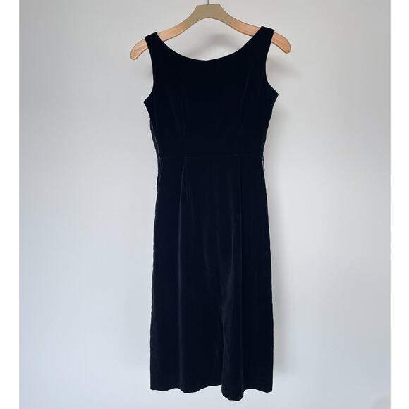 Vintage 60's Black Velvet Mod Wiggle Dress / Sz M 28" w / Holiday Retro Cocktail - Picture 2 of 8